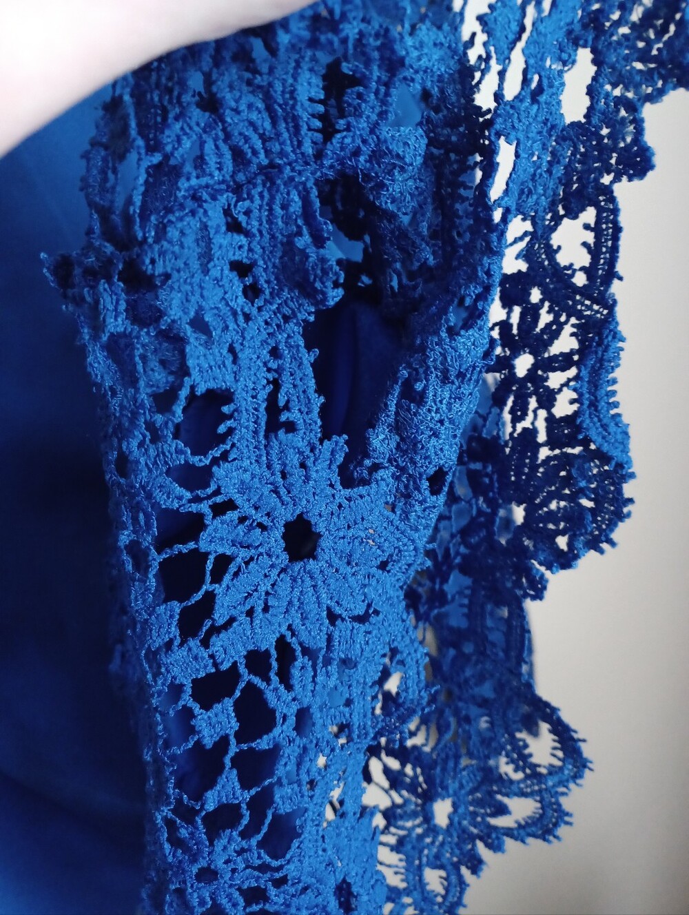 Women's‎ Size M Unbranded Blue Lace Long Sleeve Blouse Shirt Design Night Out - Picture 6 of 7